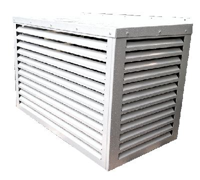 Ulkoyksikön suoja terassille. Valkoinen